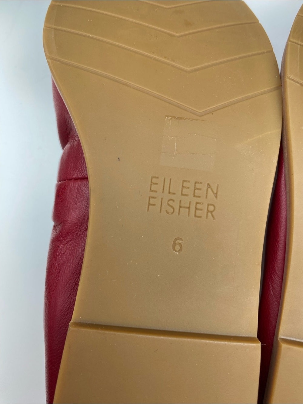 Eileen Fisher Notion Nappa Leather Cranberry Ballet Flats Sz 6 - Picture 8 of 9